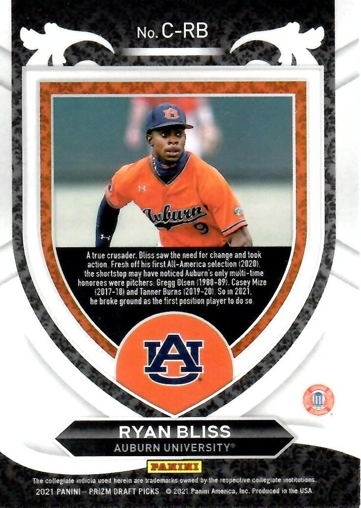 2021 Panini Prizm Draft Picks Crusade Ryan Bliss #C-RB Auburn Tigers