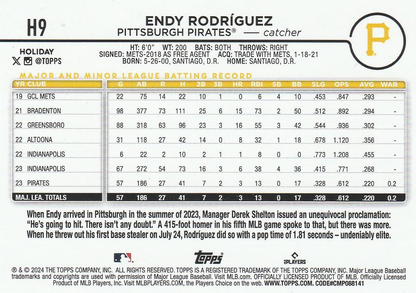 2024 Topps Holiday Endy Rodríguez RC Pittsburgh Pirates #H9