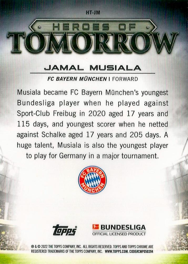 2021 Topps Chrome Bundesliga Heroes Jamal Musiala #HT-JM FC Bayern Munich