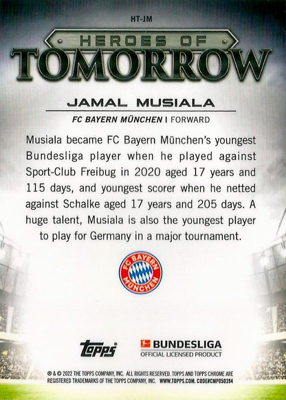 2021 Topps Chrome Bundesliga Heroes Jamal Musiala #HT-JM FC Bayern Munich