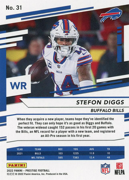 2022 Panini Prestige Stefon Diggs #31 Buffalo Bills