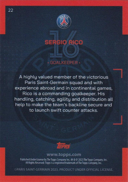 2022 Topps PSG Team Set Sergio Rico #22 Paris Saint-Germain
