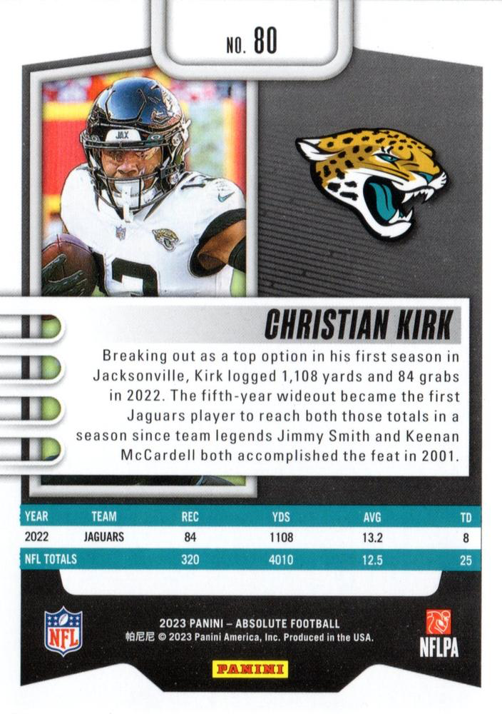 2023 Panini Absolute Christian Kirk #80 Jacksonville Jaguars