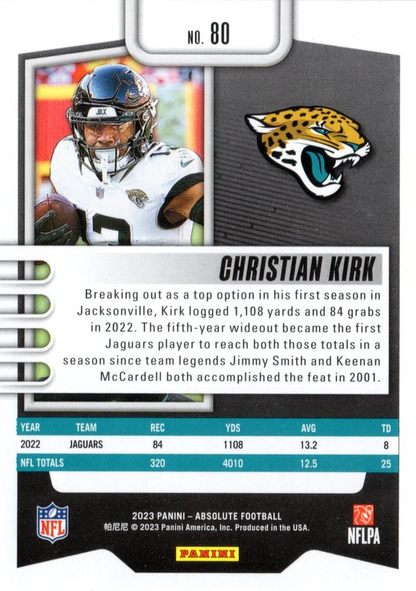 2023 Panini Absolute Christian Kirk #80 Jacksonville Jaguars
