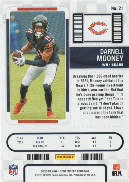 2022 Panini Contenders Darnell Mooney #21 Chicago Bears