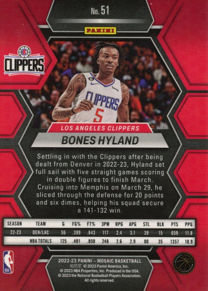 2022 Panini Mosaic Bones Hyland #51 Los Angeles Clippers