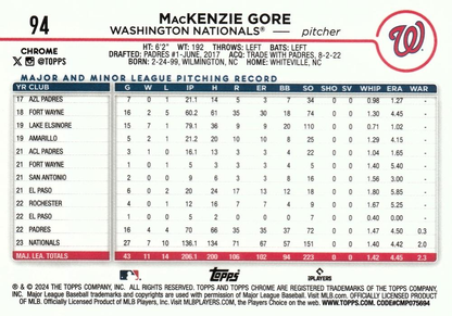 2024 Topps Chrome MacKenzie Gore Washington Nationals #94