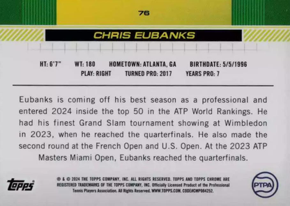 2024 Topps Chrome Tennis Chris Eubanks RC #76