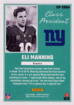2023 Panini Zenith Class President Eli Manning #CP-2004 New York Giants