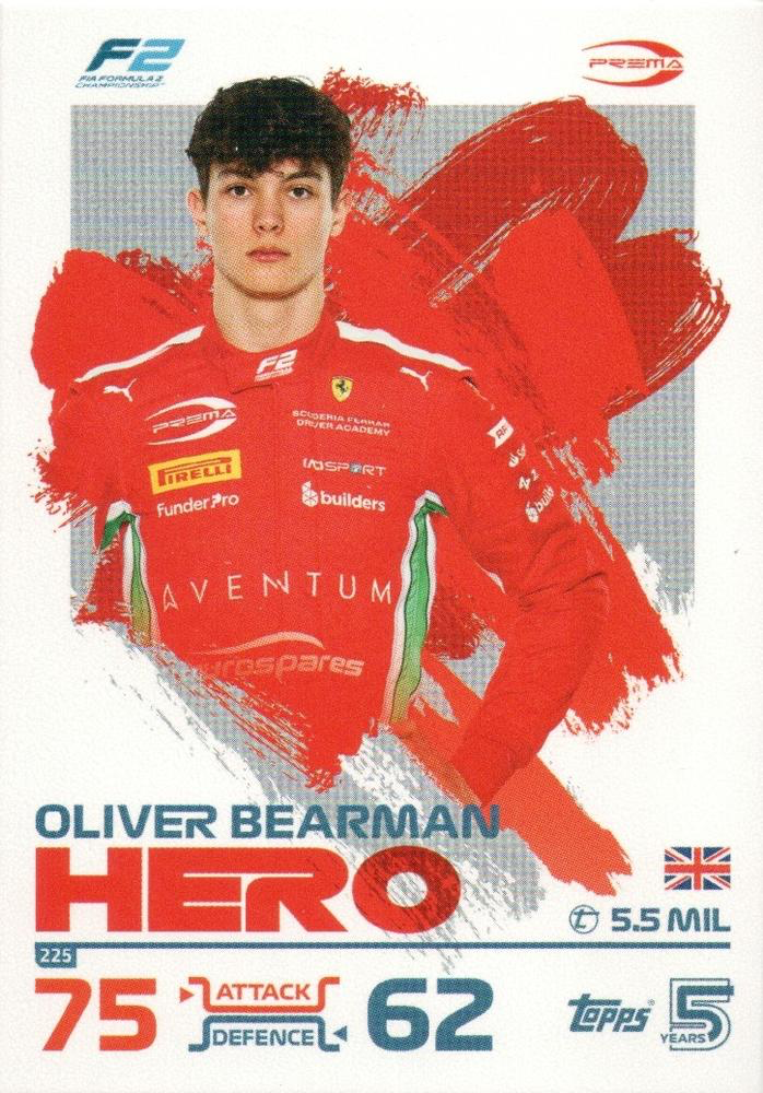2024 Topps Turbo Attax F1 Oliver Bearman F2 #225 Prema Racing