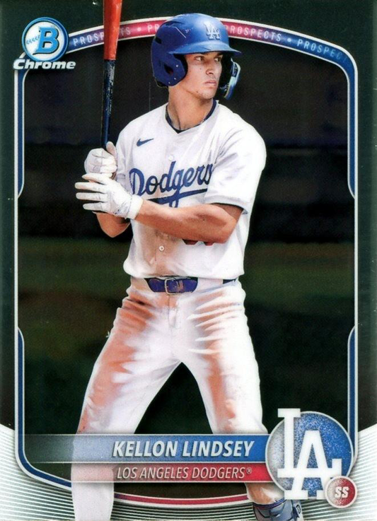 2025 Topps Bowman Chrome Prospect Kellon Lindsey #BCP-137 Los Angeles Dodgers