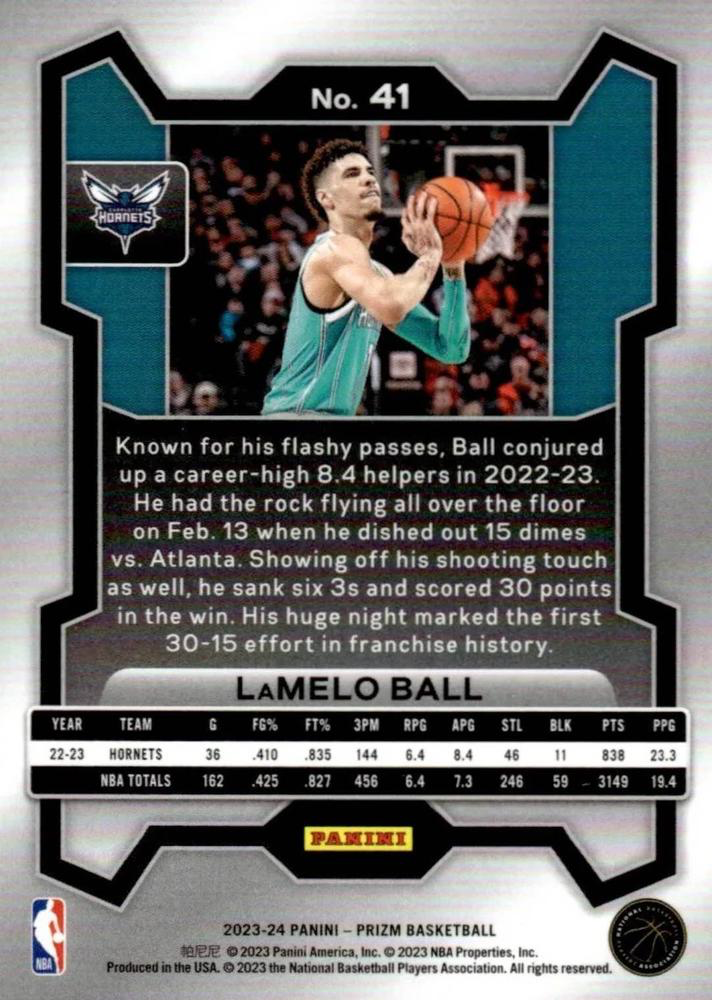 2023 Panini Prizm LaMelo Ball #41 Charlotte Hornets