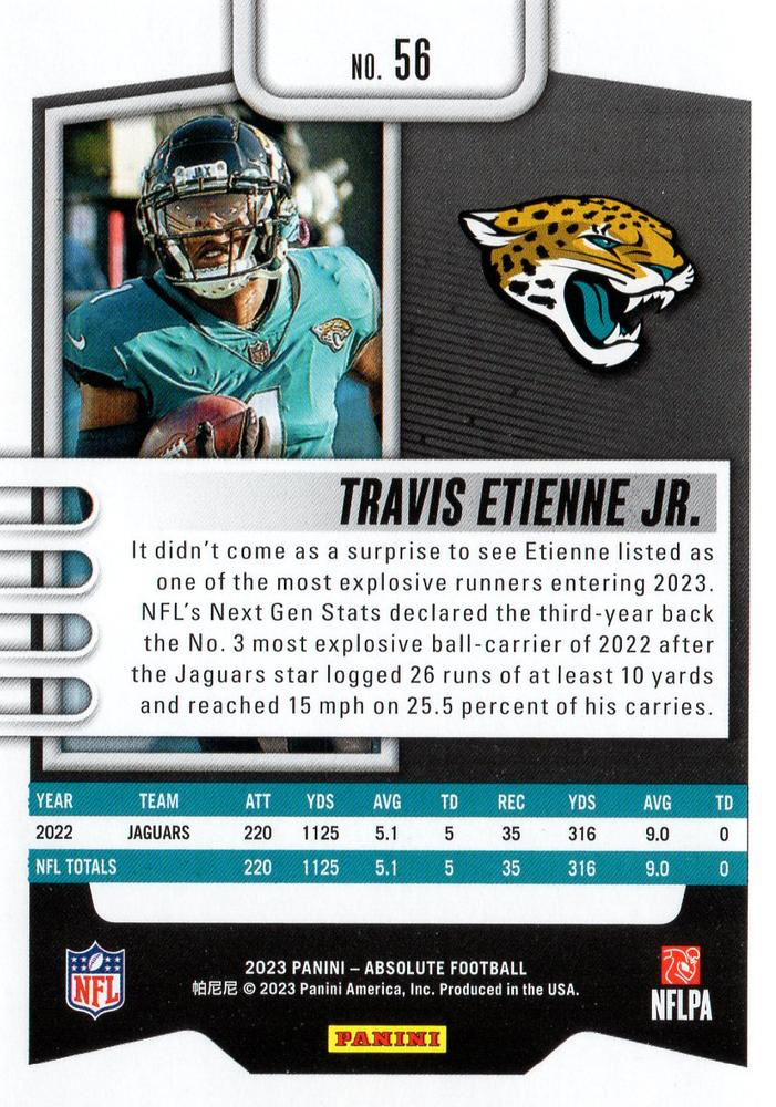 2023 Panini Absolute Travis Etienne Jr. #56 Jacksonville Jaguars