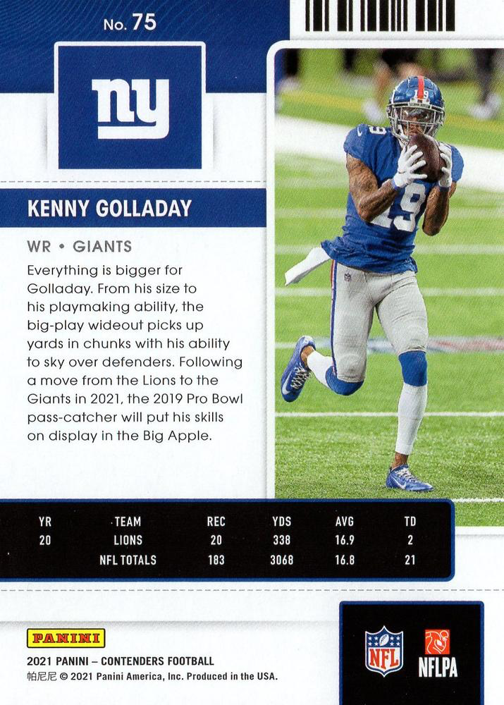 2021 Panini Contenders Kenny Golladay New York Giants #75