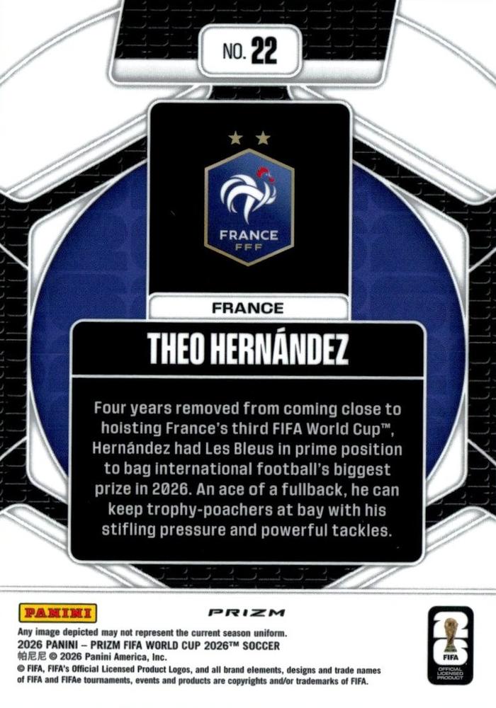 2026 Panini Prizm World Cup Trophy Hunting Theo Hernandez #22 France