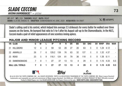 2024 Topps Big League Common Slade Cecconi RC Arizona Diamondbacks #73