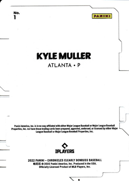 2022 Panini Chronicles Clearly Donruss Kyle Muller RC Atlanta Braves #1