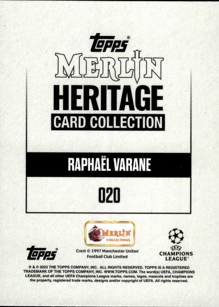 2023 Topps Merlin Heritage UCC Raphaël Varane #20 Manchester United
