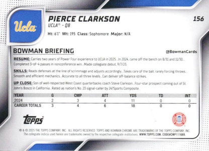 2025 Topps Bowman U Chrome Pierce Clarkson 1st #156 UCLA Bruins