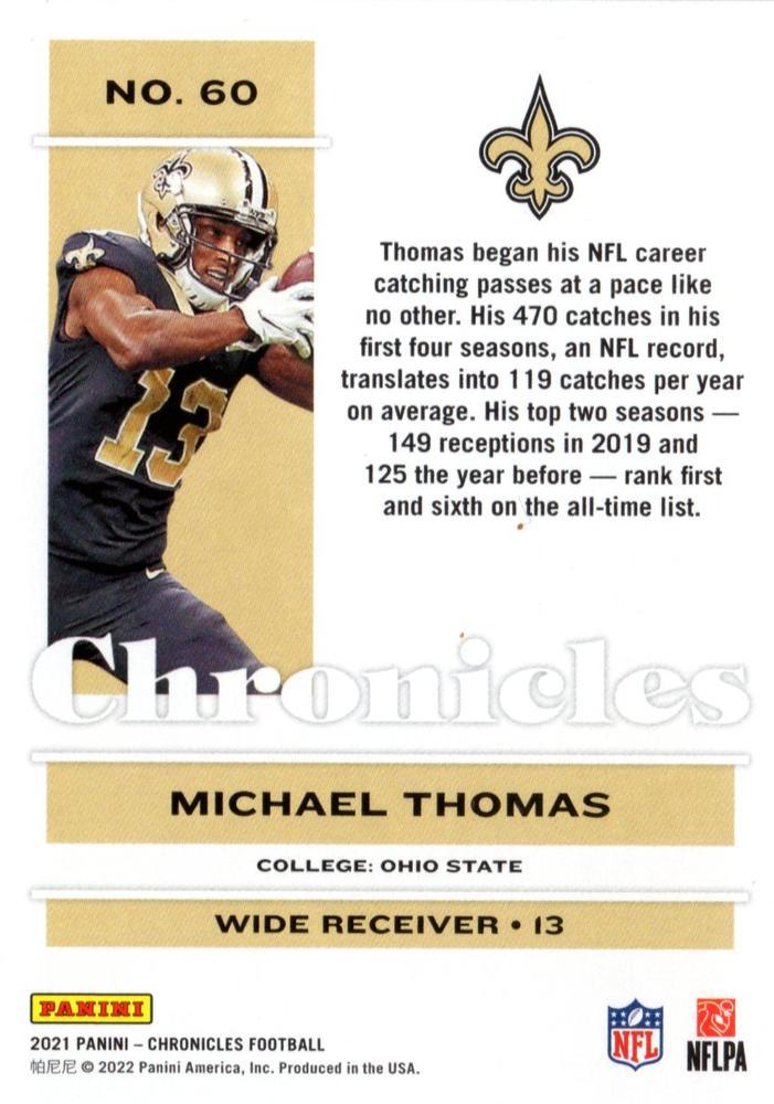 2021 Panini Chronicles Michael Thomas #60 New Orleans Saints