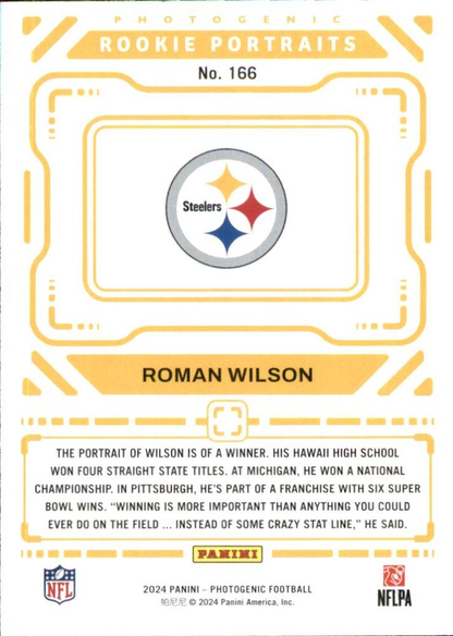 2024 Panini Photogenic Portrait RC Roman Wilson #166 Pittsburgh Steelers