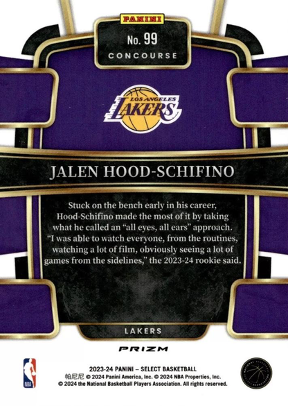 2023 Panini Select NBA Silver Jalen Hood-Schifino RC #99 Los Angeles Lakers