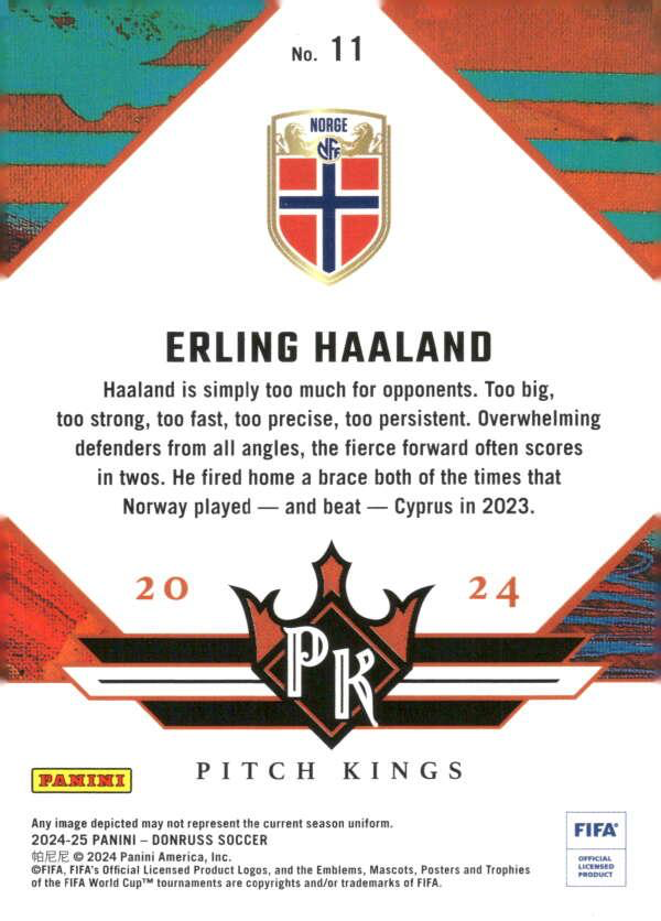 2024 Panini Donruss Pitch Kings Erling Haaland #11 Norway