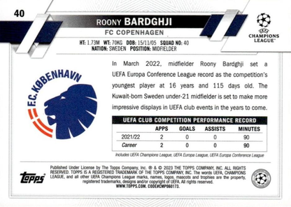 2022 Topps Chrome UCC Roony Bardghji RC #40 FC Copenhagen