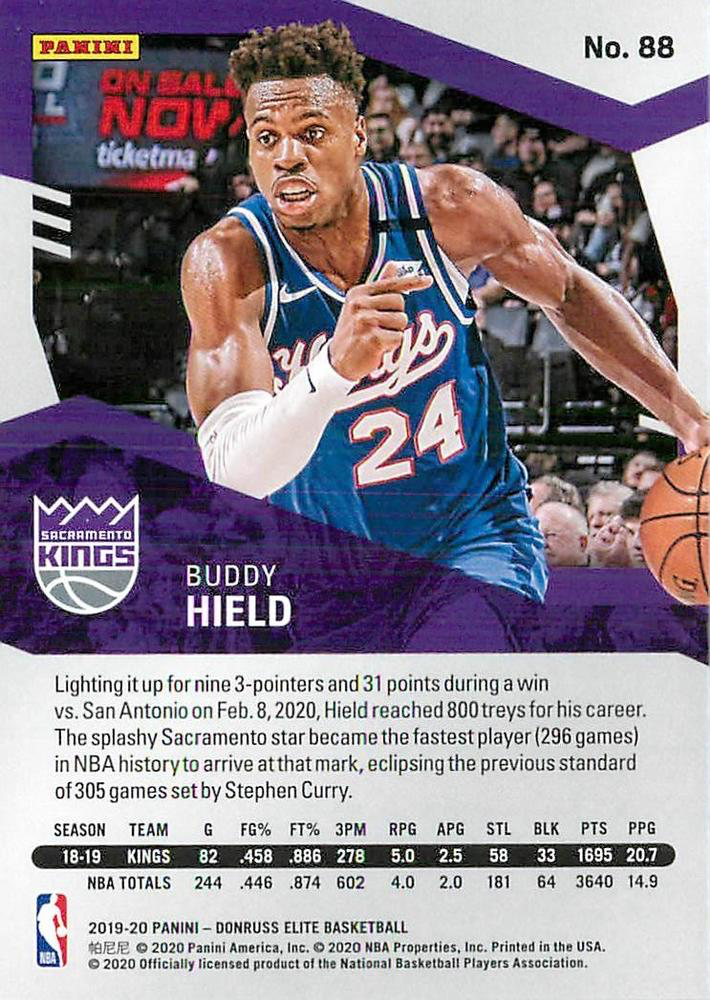 2019 Panini Donruss Elite Buddy Hield #88 Sacramento Kings