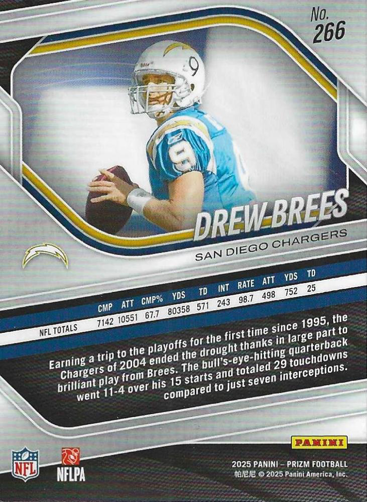 2025 Panini Prizm Drew Brees #266 San Diego Chargers