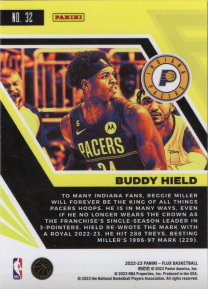 2022 Panini Flux Buddy Hield #32 Indiana Pacers