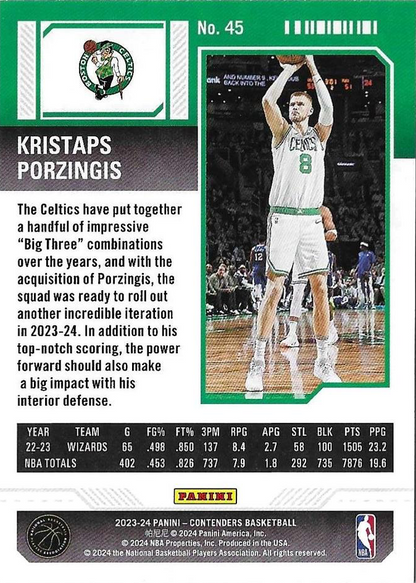 2023 Panini Contenders Kristaps Porzingis #45 Boston Celtics