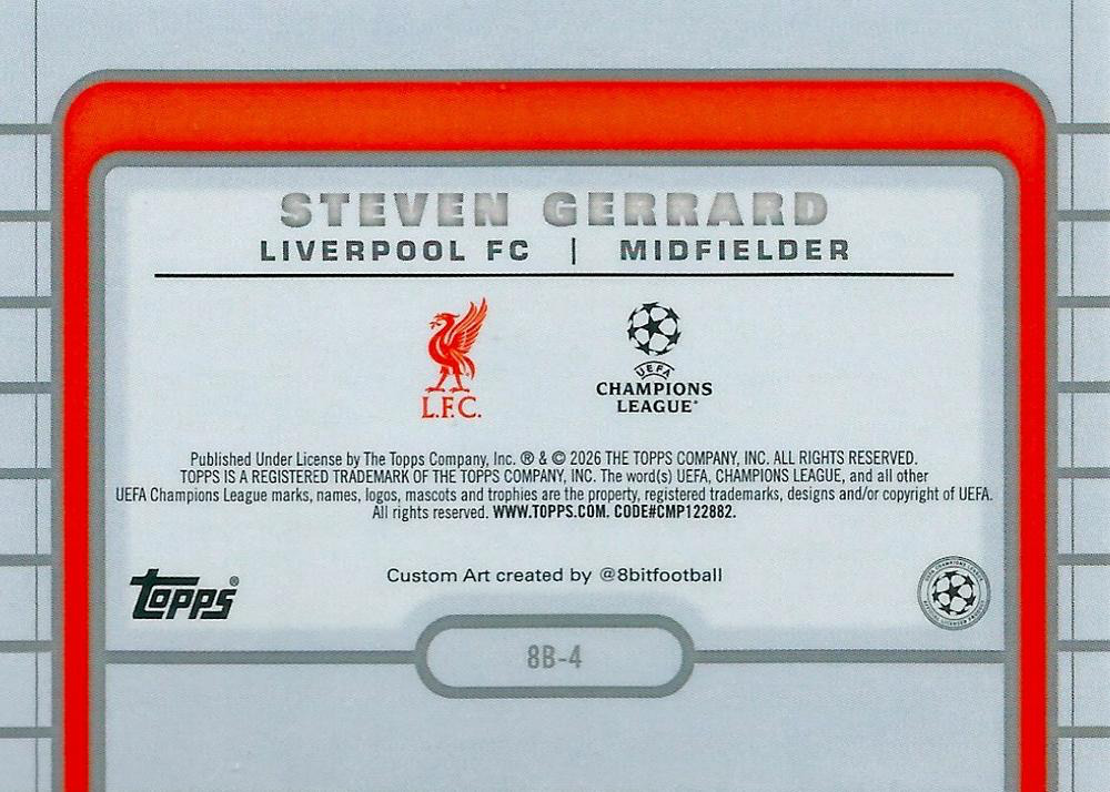 2025 Topps Flagship UCC 8-Bit Steven Gerrard #8B-4 Liverpool FC