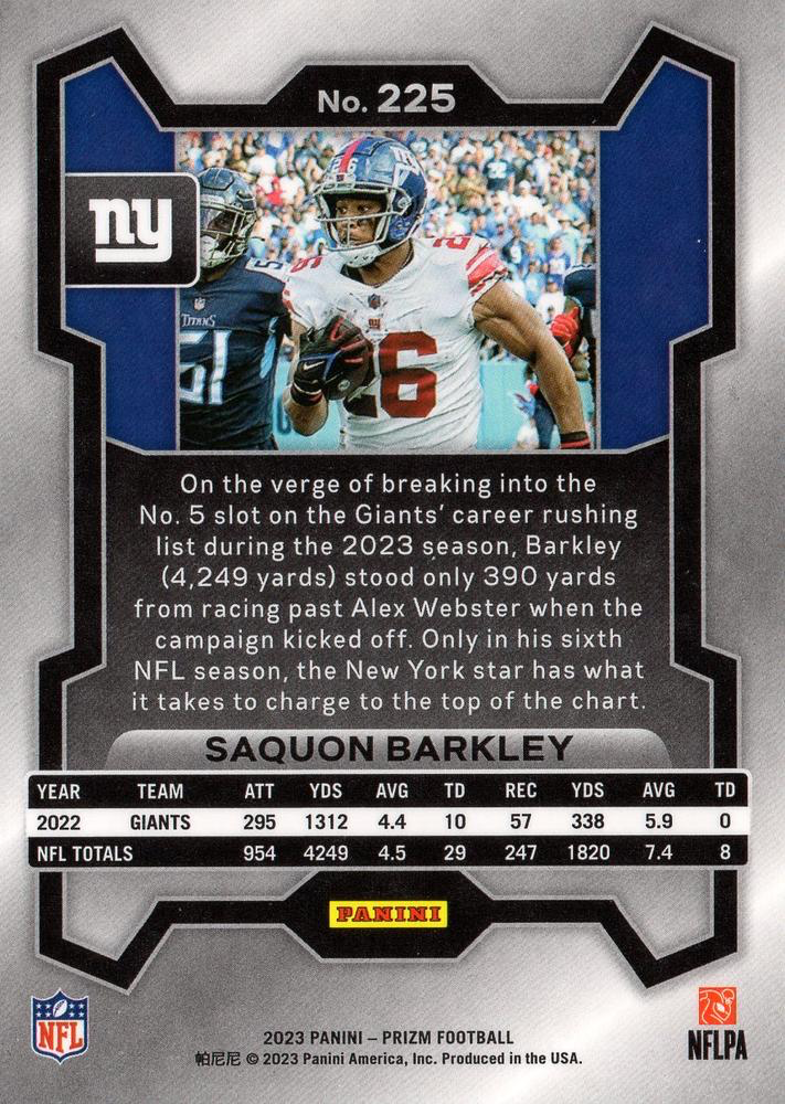 2023 Panini Prizm Saquon Barkley New York Giants #225
