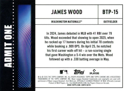2026 Topps Chrome Big Ticket Players James Wood #BTP-15 Washington Nationals
