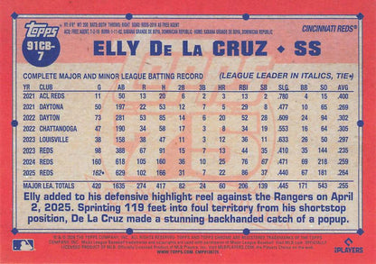 2026 Topps Chrome 1991 35th Elly De La Cruz #91CB-7 Cincinnati Reds