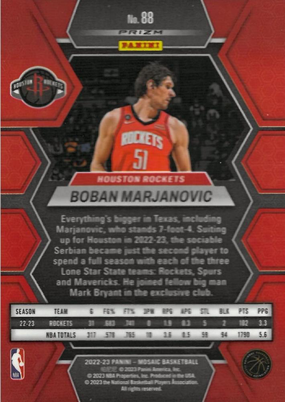 2022 Panini Mosaic Boban Marjanovic #88 Houston Rockets