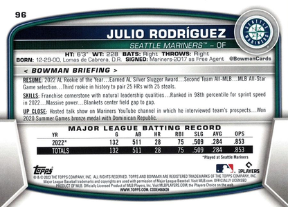 2023 Topps Bowman Julio Rodriguez Seattle Mariners #96