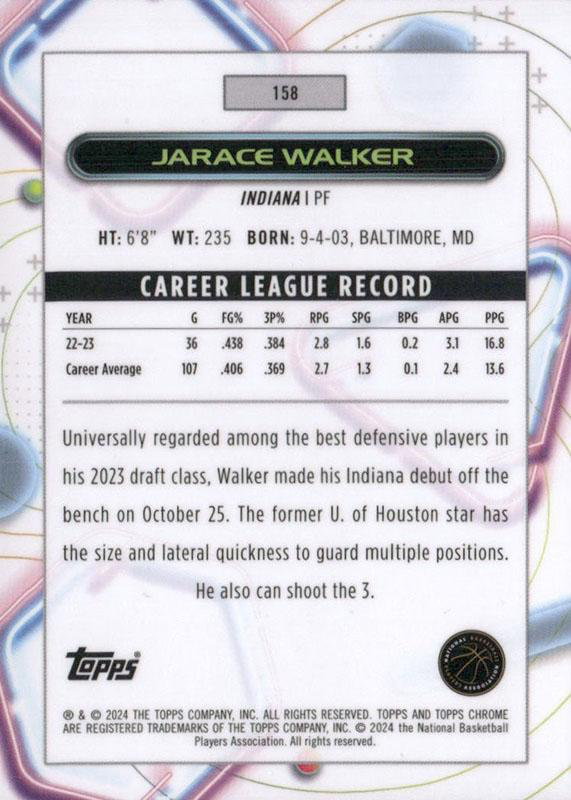 2023 Topps Chrome Cosmic Jarace Walker RC #158 Indiana Pacers