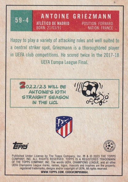 2022 Topps UCC 1959 Antoine Griezmann #59-4 Atletico Madrid