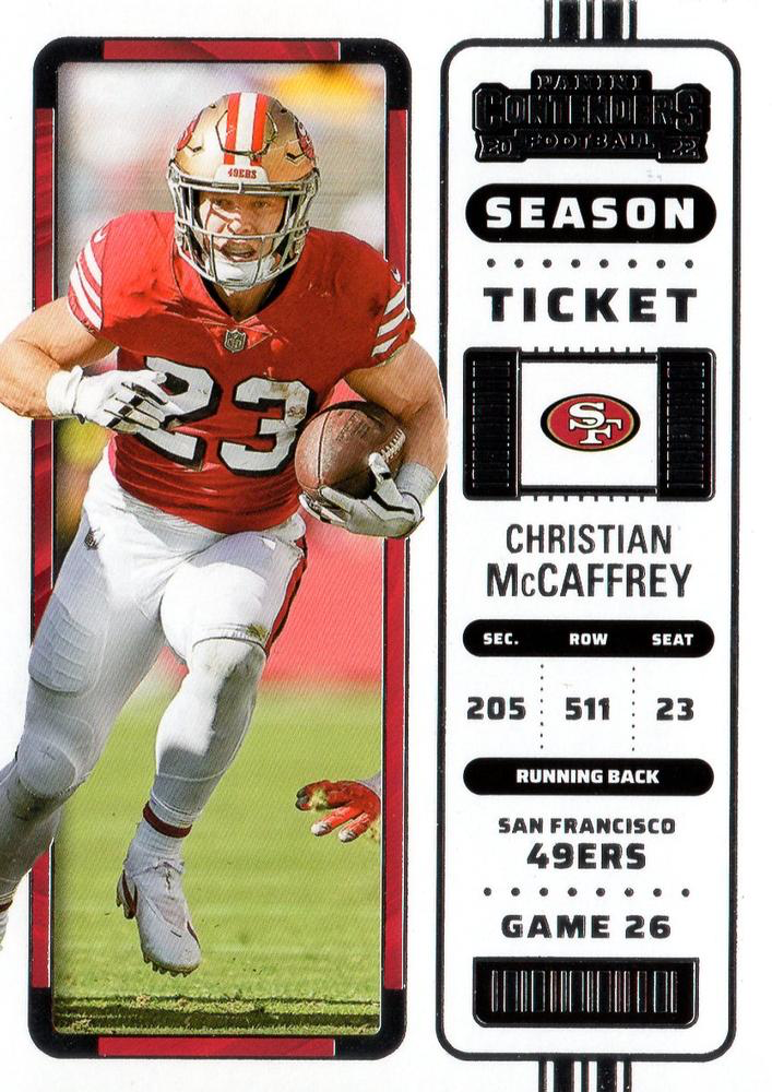 2022 Panini Contenders Christian McCaffrey #15 San Francisco 49ers