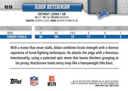2026 Topps Flagship Aidan Hutchinson #69 Detroit Lions