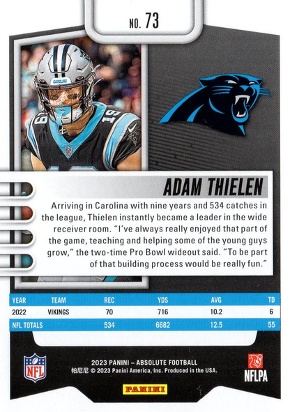 2023 Panini Absolute Adam Thielen #73 Carolina Panthers