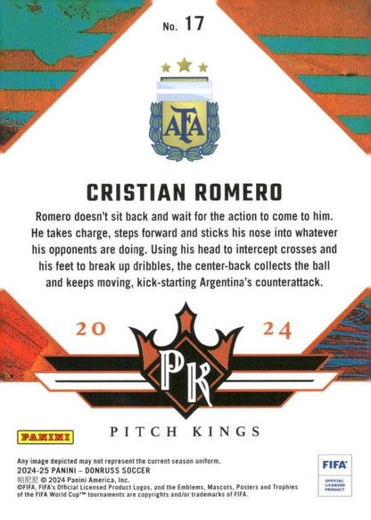 2024 Panini Donruss Pitch Kings Cristian Romero #17 Argentina