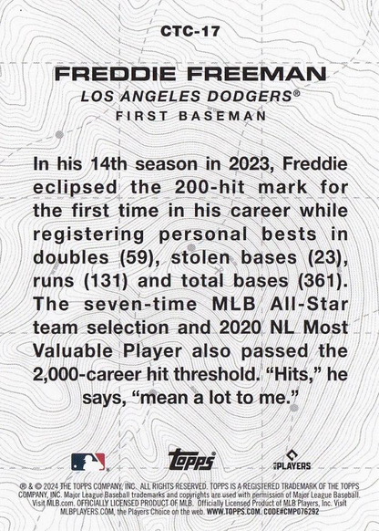 2024 Topps Series City to city 2 Freddie Freeman #CTC-17 Los Angeles Dodgers