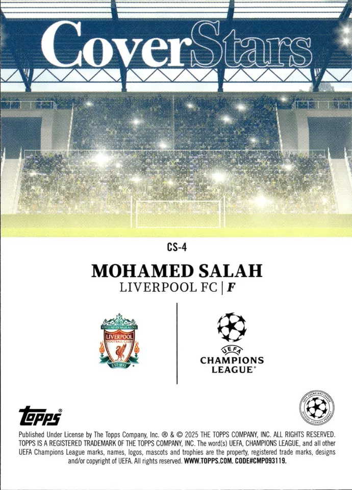 2024 Topps UCC Mohamed Salah Cover Stars CS-4 Liverpool