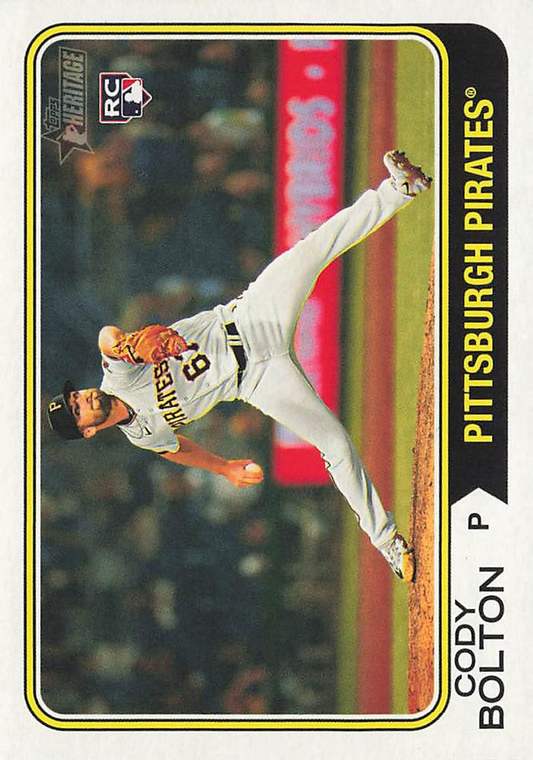 2023 Topps Heritage Cody Bolton RC Pittsburgh Pirates #607