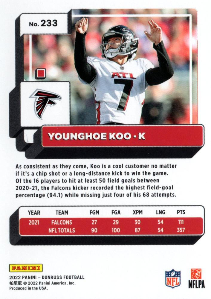 2022 Panini Donruss Younghoe Koo #233 Atlanta Falcons