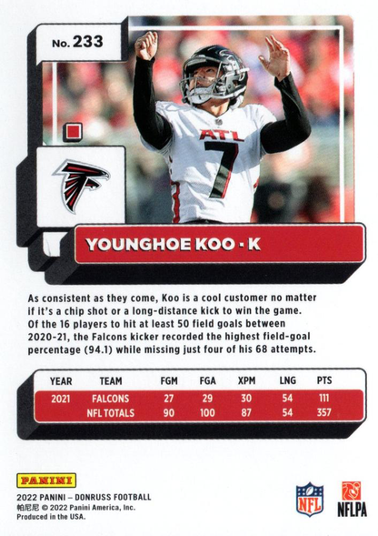 2022 Panini Donruss Younghoe Koo #233 Atlanta Falcons