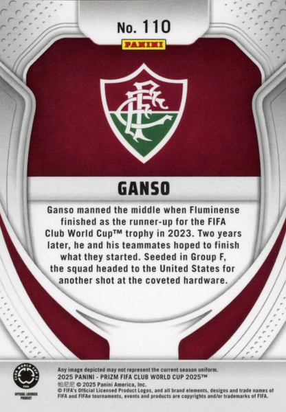 2025 Panini Prizm Club World Cup Ganso RC #110 Fluminense FC